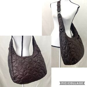 Lassig Glam Banana Style Diaper Brown Quilted Puffer Shoulder Bag Tote Baby